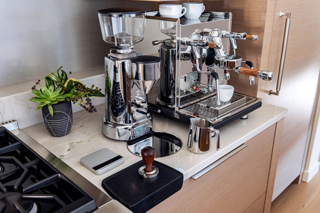 Fellow Eddy milk steaming pitcher on ecm synchronika espresso machine, Clive Coffee - Lifestyle