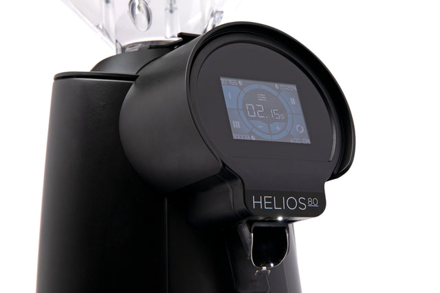 Eureka Helios 80 Espresso Grinder, close up screen view, from Clive Coffee, knockout large