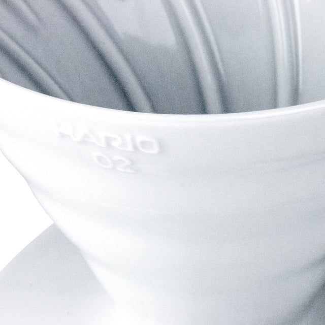 Hario V60 White Ceramic Coffee Dripper, Clive Coffee - Knockout