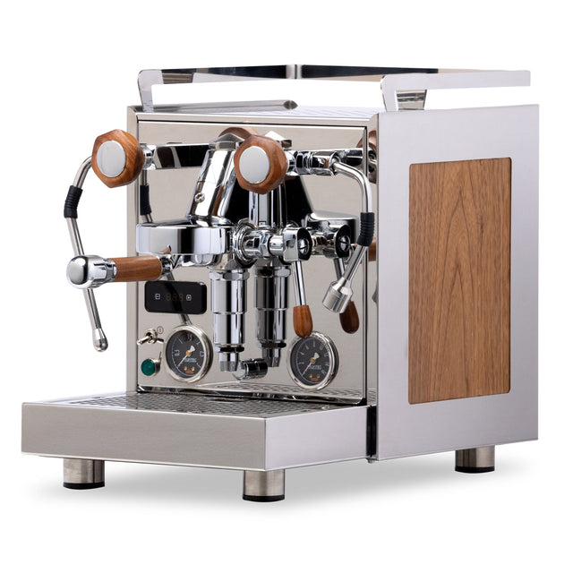 Profitec Pro 600 Espresso Machine, walnut custom panels, angled, Clive Coffee,  knockout (Walnut)