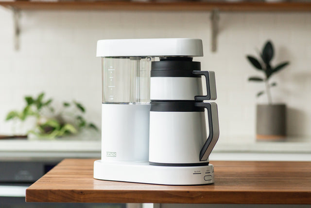 Ratio Six Coffee Maker in white, Clive Coffee - Lifestyle